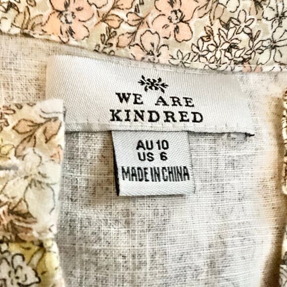 We Are Kindred Madeline Floral Linen Pintuck Pleated Mini Dress US 6 - Picture 6 of 8